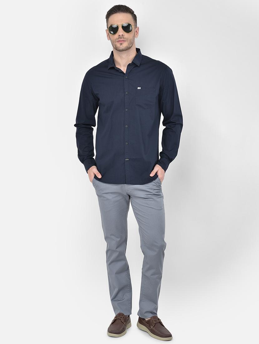 grey printed flat front casual trouser - 18017670 - Standard Image - 3