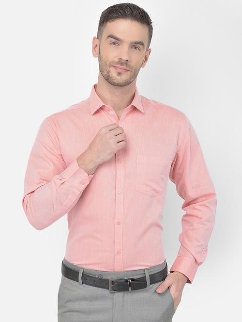 orange self design formal shirt - 18017712 - Standard Image - 0