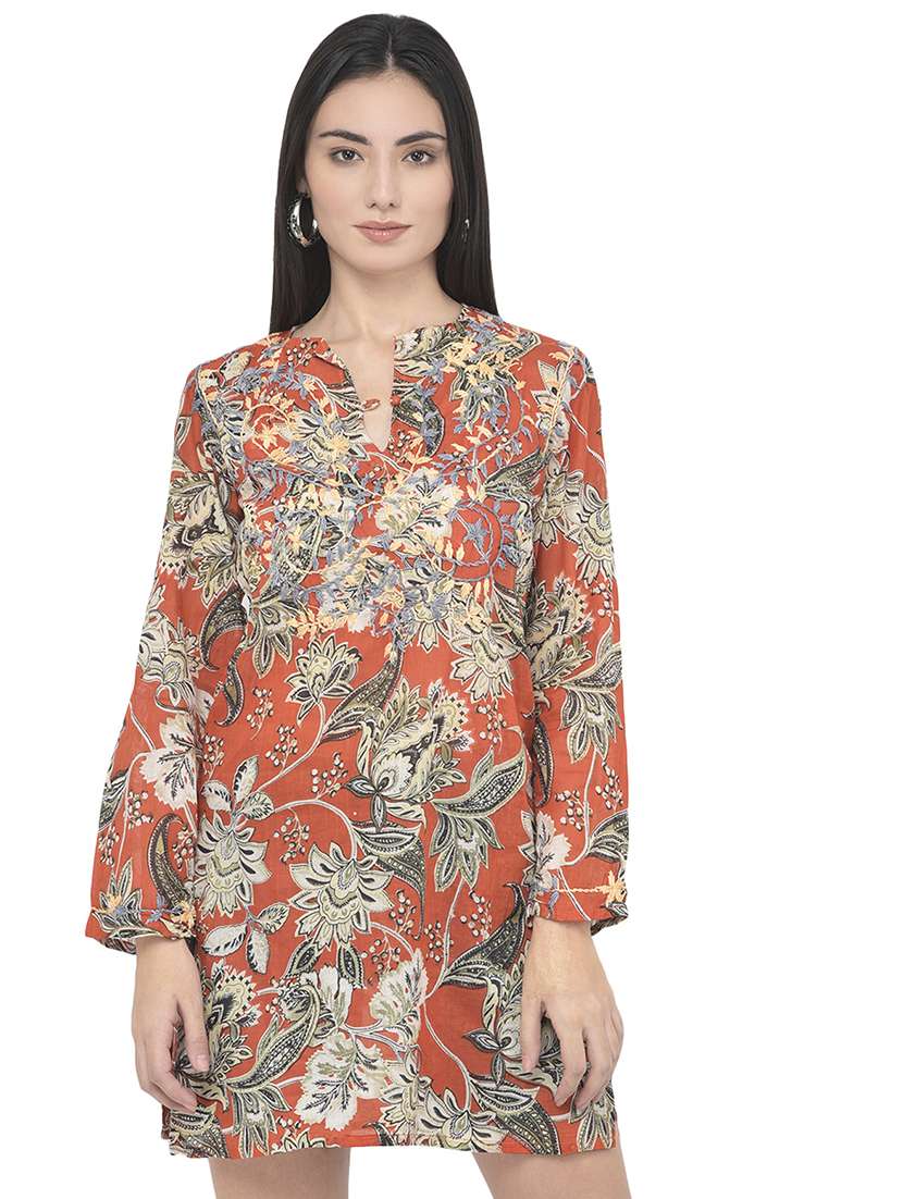 mandarin neck printed tunic