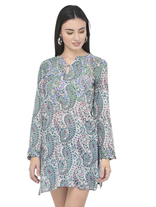 key hole neck printed tunic - 18018464 -  Standard Image - 0