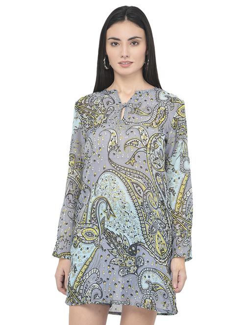 key hole neck printed tunic - 18018467 -  Standard Image - 0