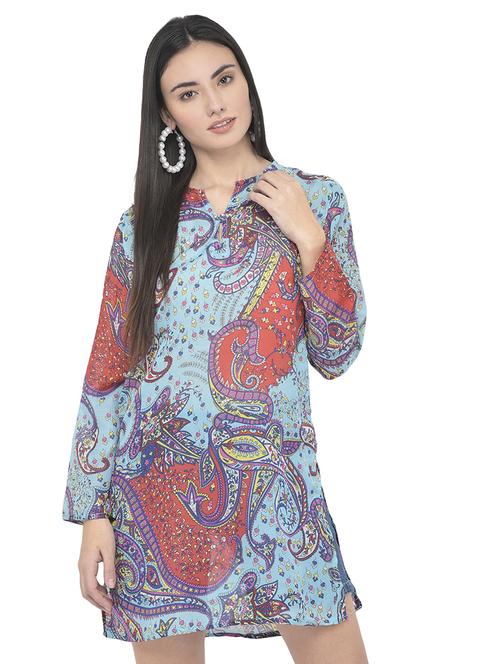 key hole neck printed tunic - 18018468 - Standard Image - 0
