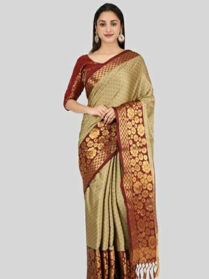 gold cotton saree - 18019132 - Zoom Image - 0