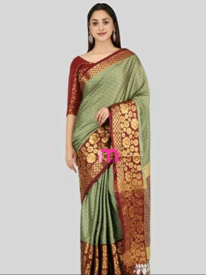 green cotton saree - 18019133 -  Zoom Image - 0
