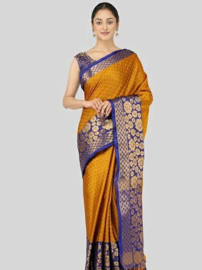 orange cotton saree - 18019135 - Zoom Image - 0