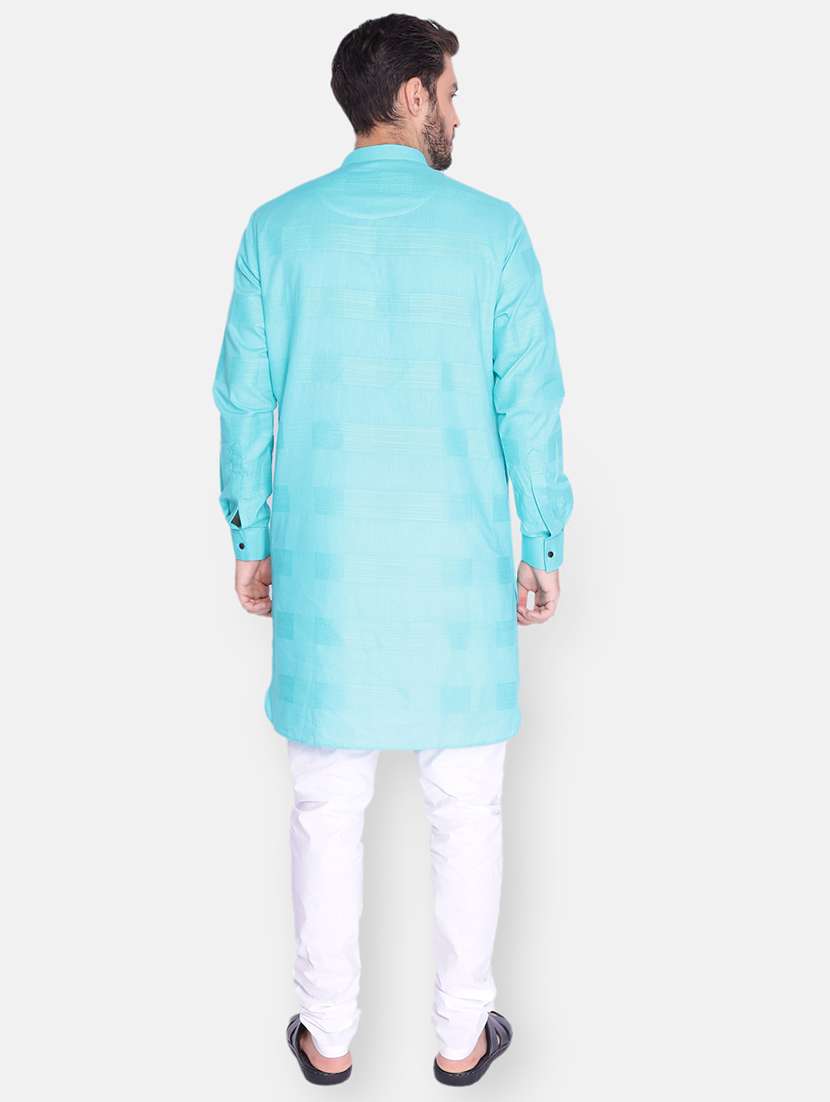 men self design mandarin neck long kurta - 18019534 - Standard Image - 3