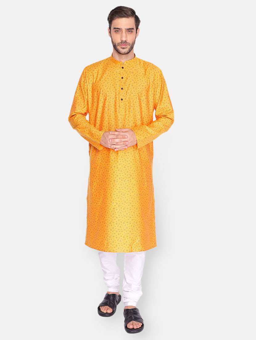 yellow printed long kurta - 18019543 -  Zoom Image - 0