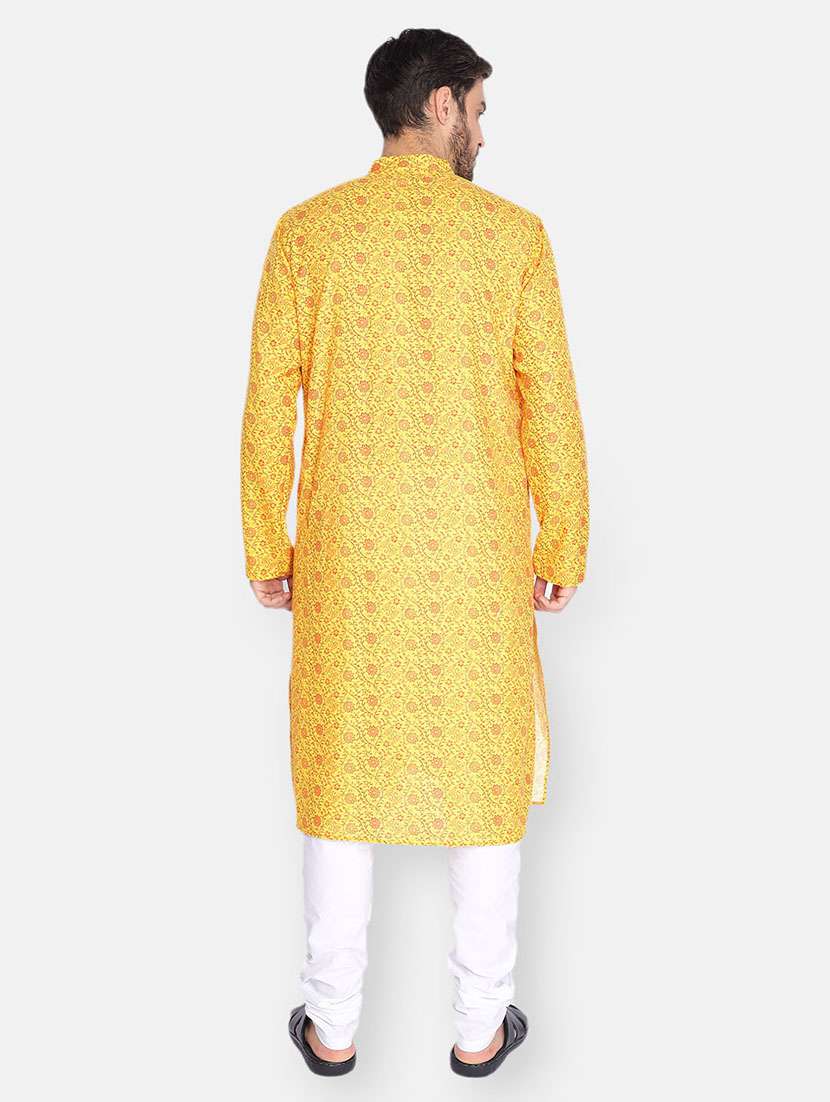 yellow printed long kurta - 18019552 - Standard Image - 3