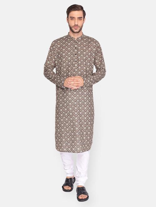 brown printed long kurta - 18019555 -  Standard Image - 0