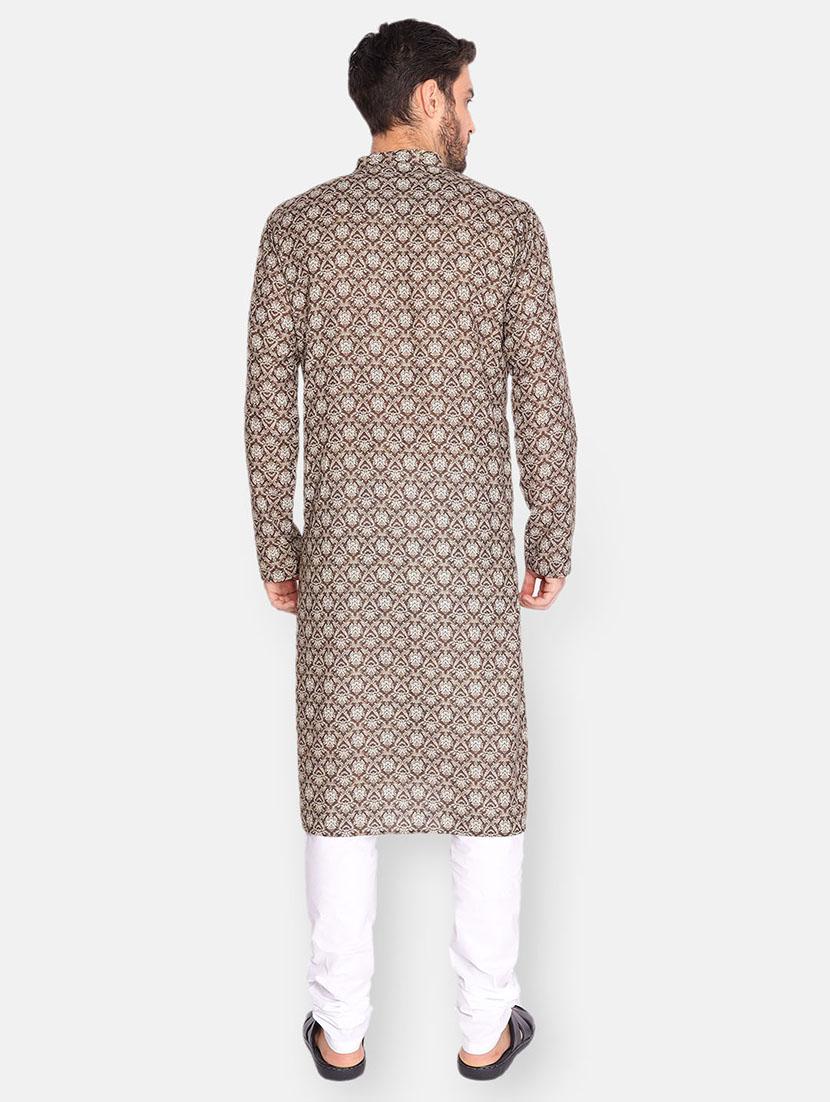 brown printed long kurta - 18019555 - Standard Image - 3