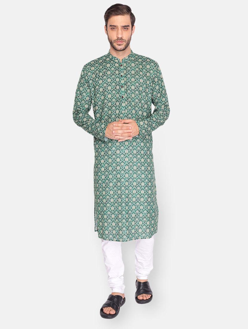 green printed long kurta - 18019556 -  Zoom Image - 0