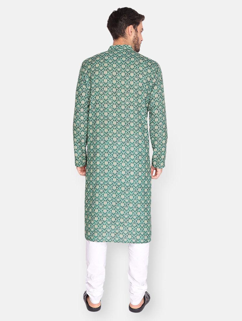 green printed long kurta - 18019556 - Standard Image - 3