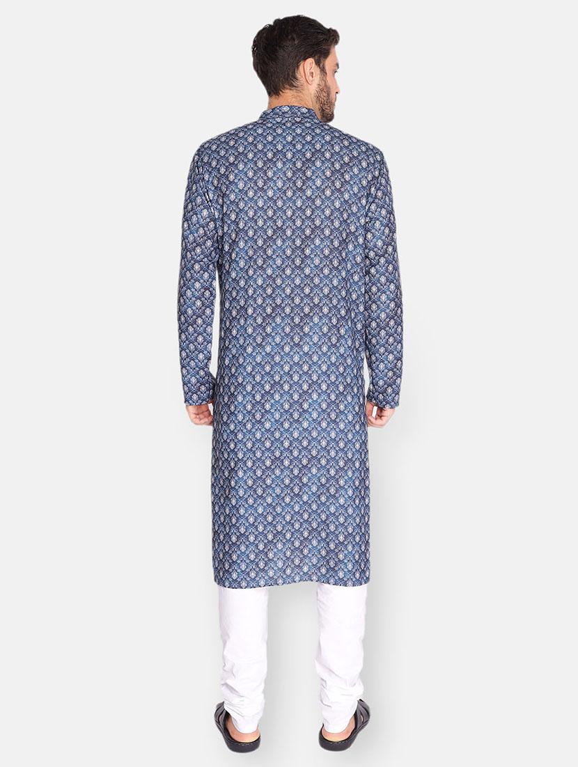 blue printed long kurta - 18019557 - Standard Image - 3