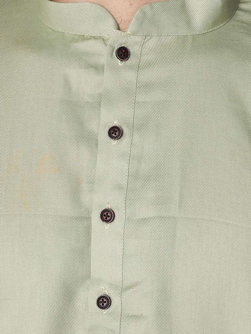 olive green solid long kurta - 18019560 -  Standard Image - 3