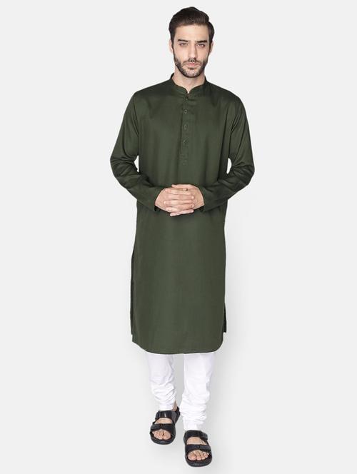 green solid long kurta - 18019564 -  Standard Image - 0
