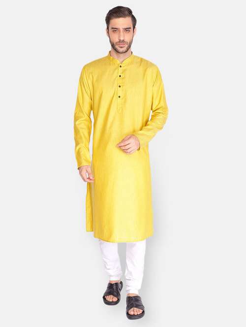 mustard self design long kurta - 18019570 -  Standard Image - 0