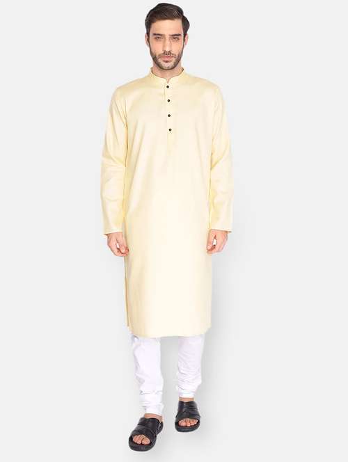 beige solid long kurta - 18019574 -  Standard Image - 0