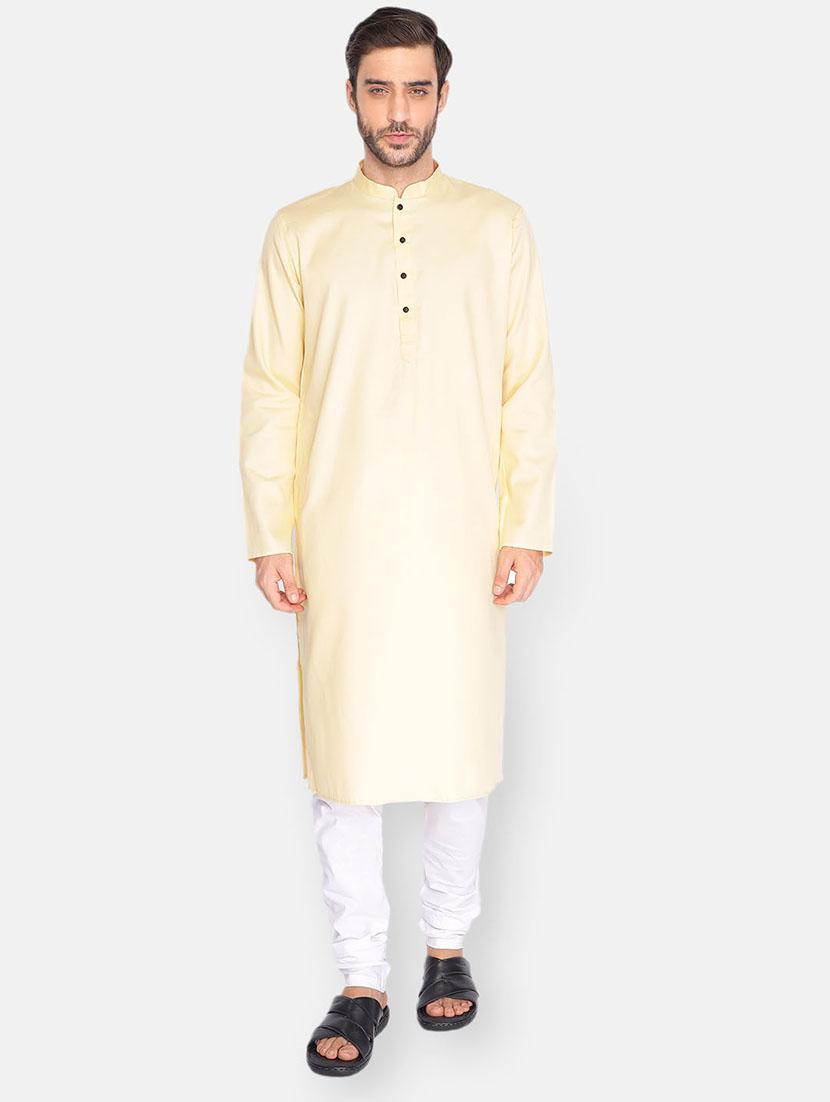 beige solid long kurta