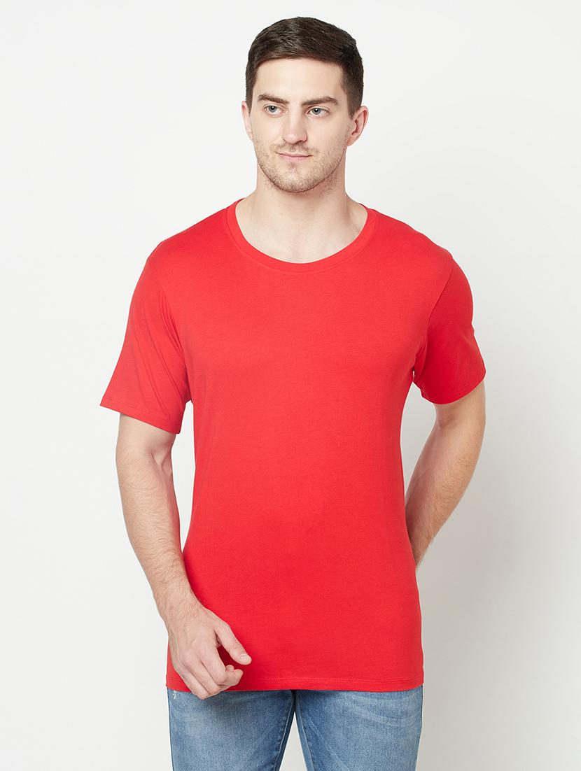 red round neck solid t-shirt  - 18020088 -  Zoom Image - 0