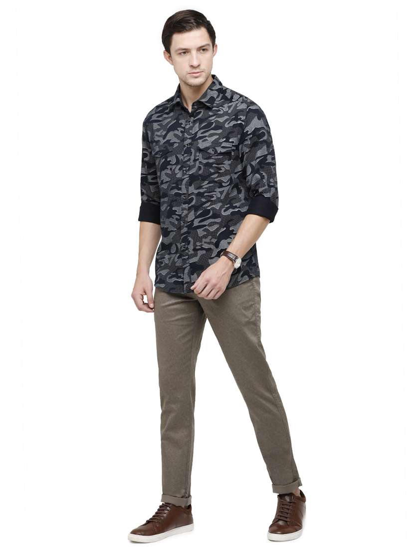 navy blue camouflage casual shirt - 18020262 -  Standard Image - 3