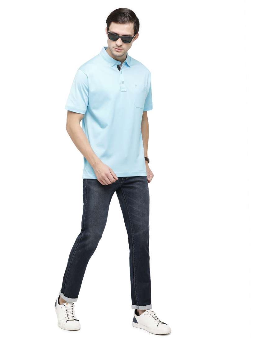 light blue solid polo t-shirt - 18020302 -  Standard Image - 3