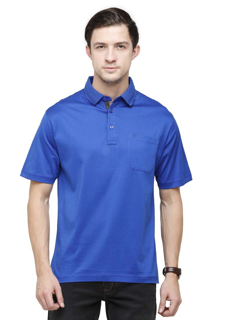 blue solid polo t-shirt