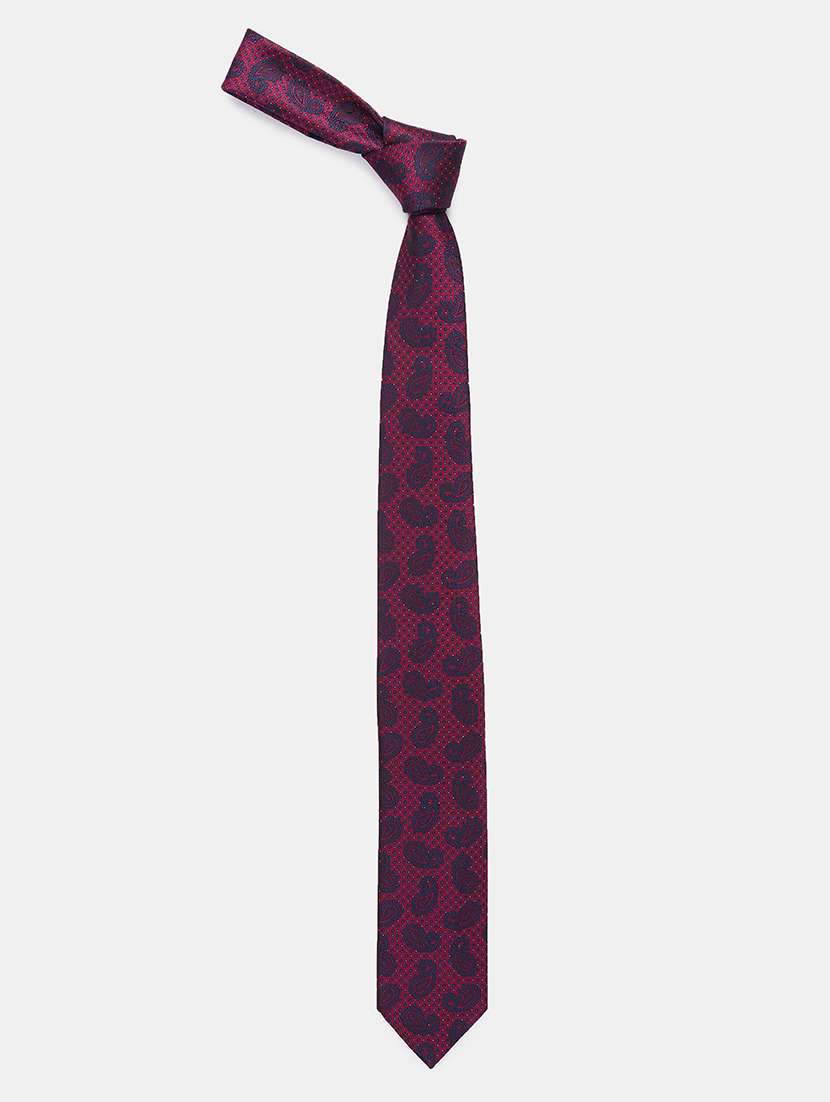 maroon self textured tie 
