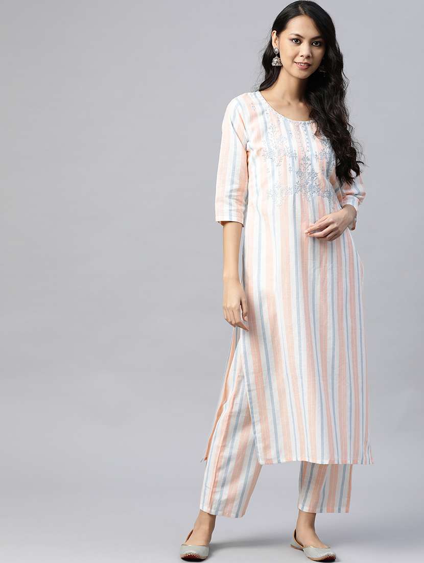 pink cotton kurta palazzo  set