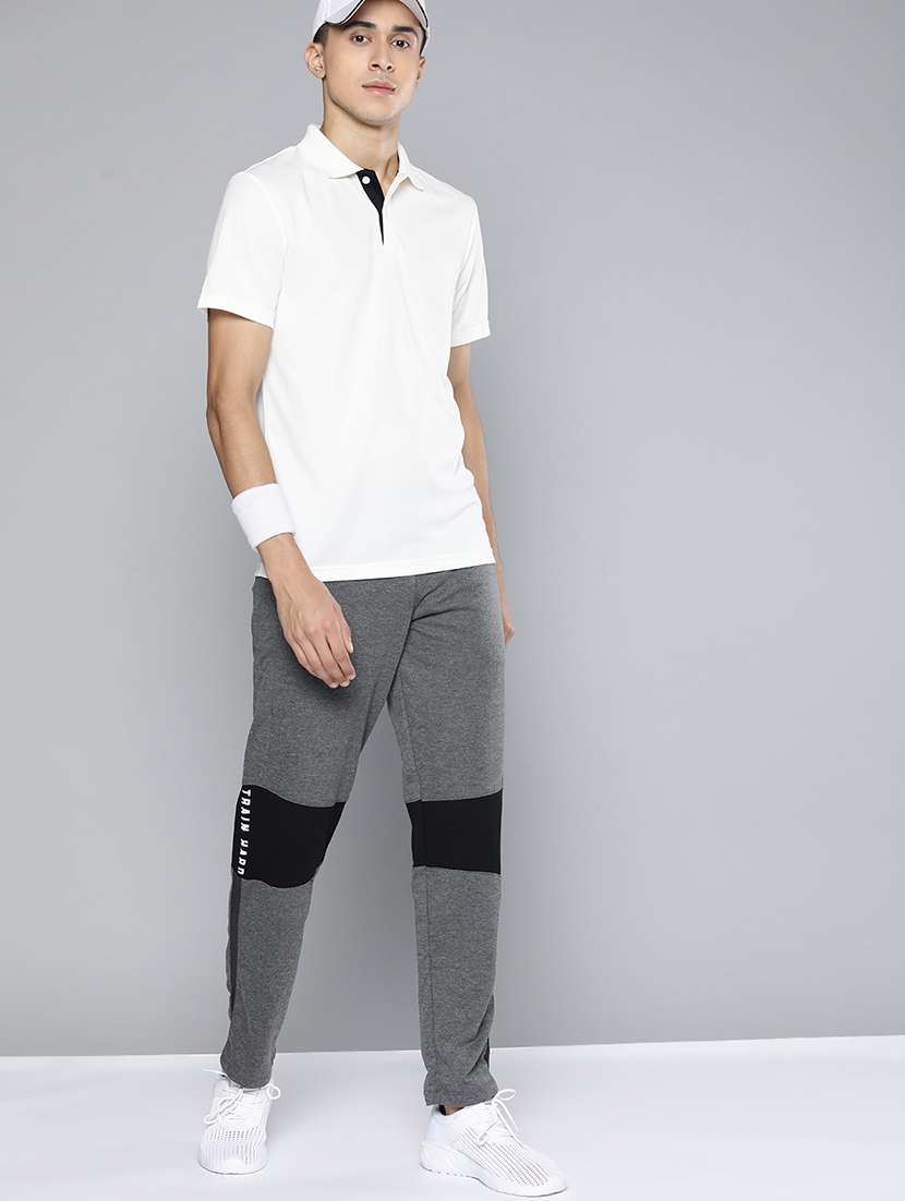 grey color block full length track pant - 18021117 -  Standard Image - 3