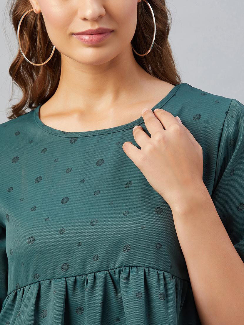 women's peplum round neck top - 18021285 - Standard Image - 5