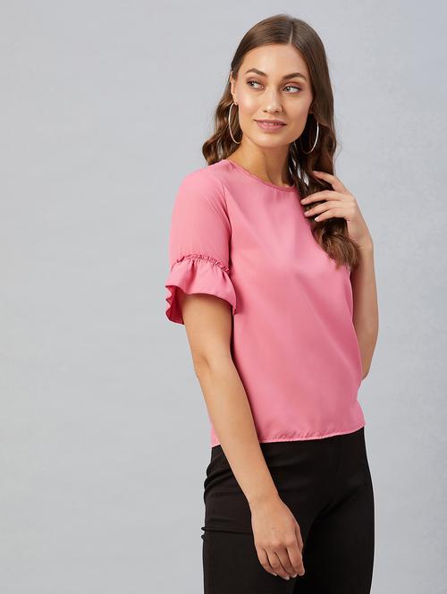 women's straight round neck top - 18021293 - Standard Image - 0