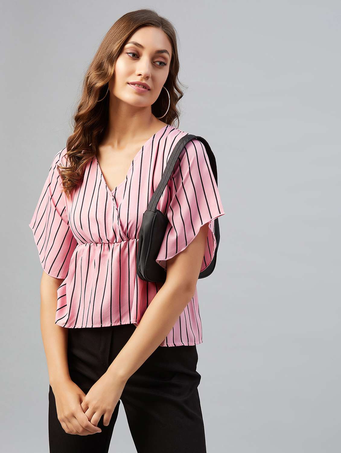 women's asymmetric v neck top - 18021295 -  Standard Image - 3