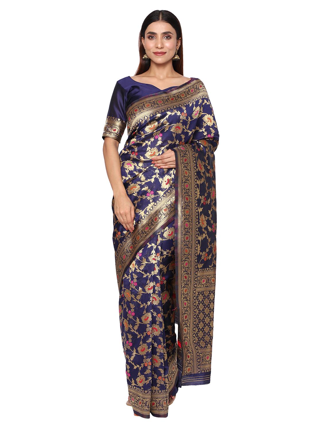 jacquard work kanjivaram saree with blouse - 18022046 - Zoom Image - 0