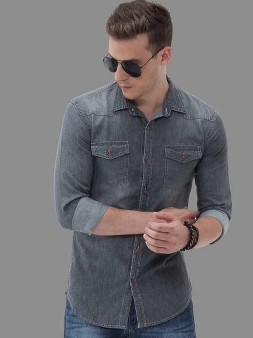 grey denim shirt - 18022466 -  Standard Image - 0