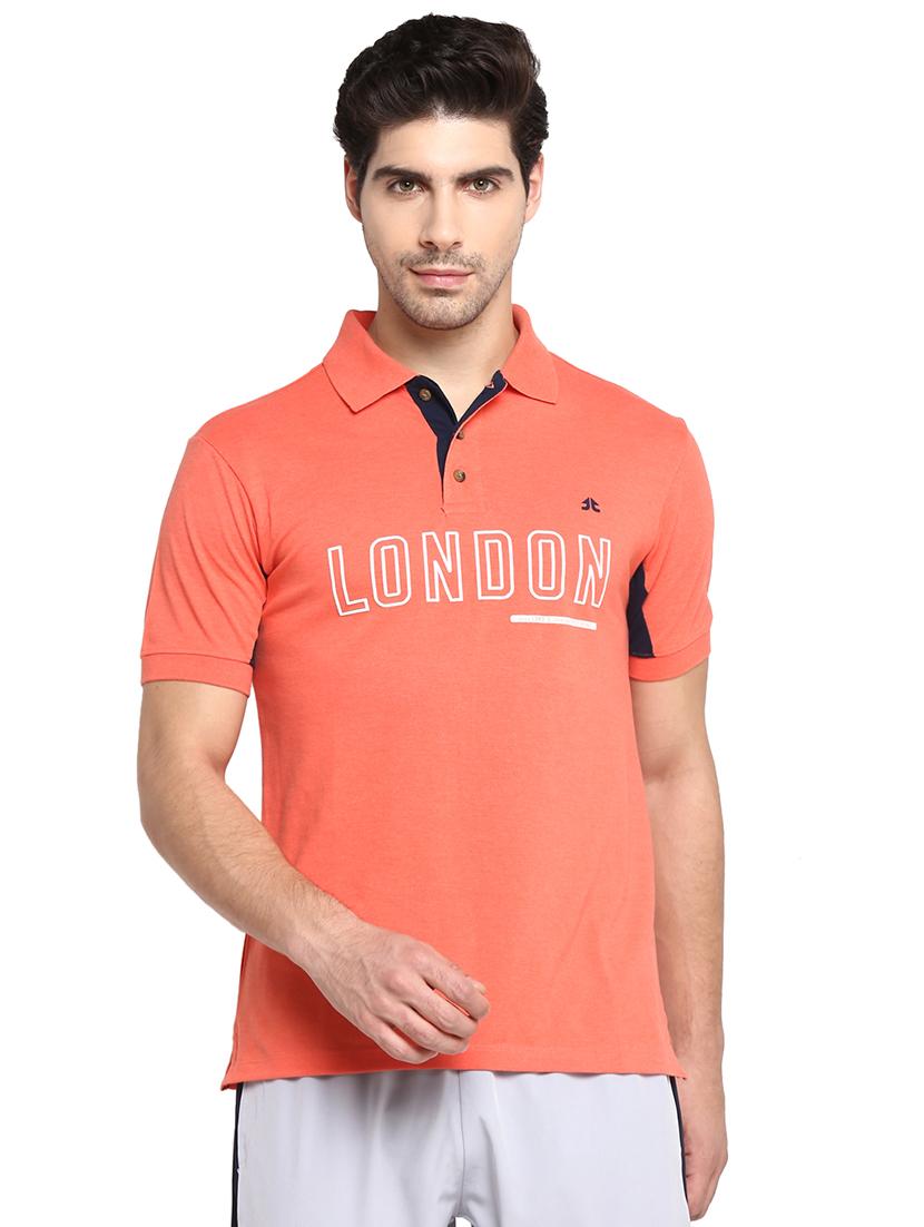 orange printed polo t-shirt - 18022613 - Zoom Image - 0