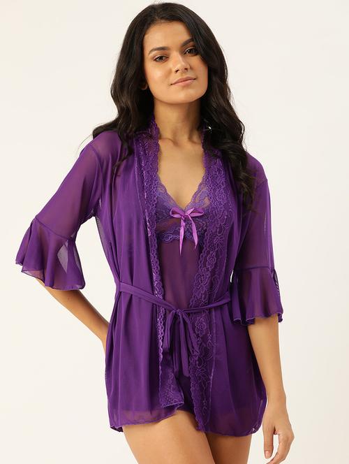 purple laced babydoll - 18023123 - Standard Image - 0
