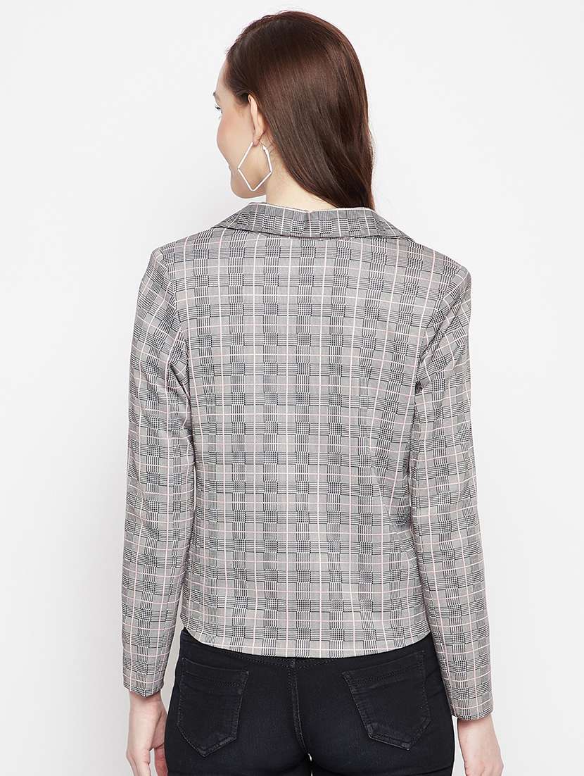 lapel neck checkered casual blazer - 18024995 - Standard Image - 3