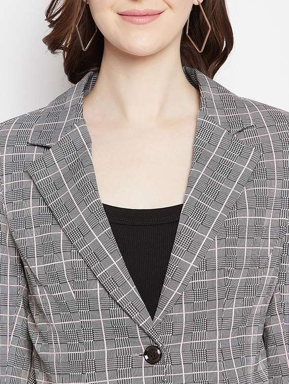 lapel neck checkered casual blazer - 18024995 - Standard Image - 5