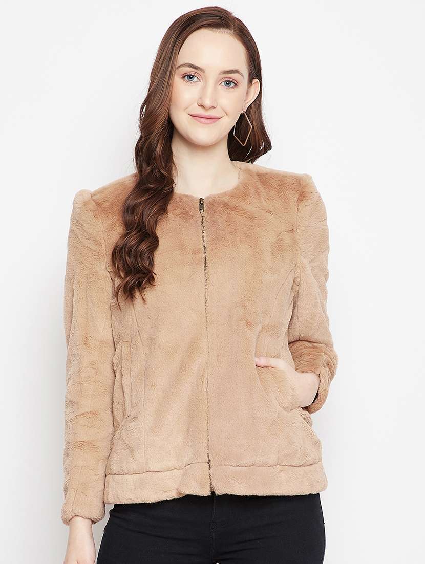 zip up solid casual blazer - 18024999 -  Zoom Image - 0