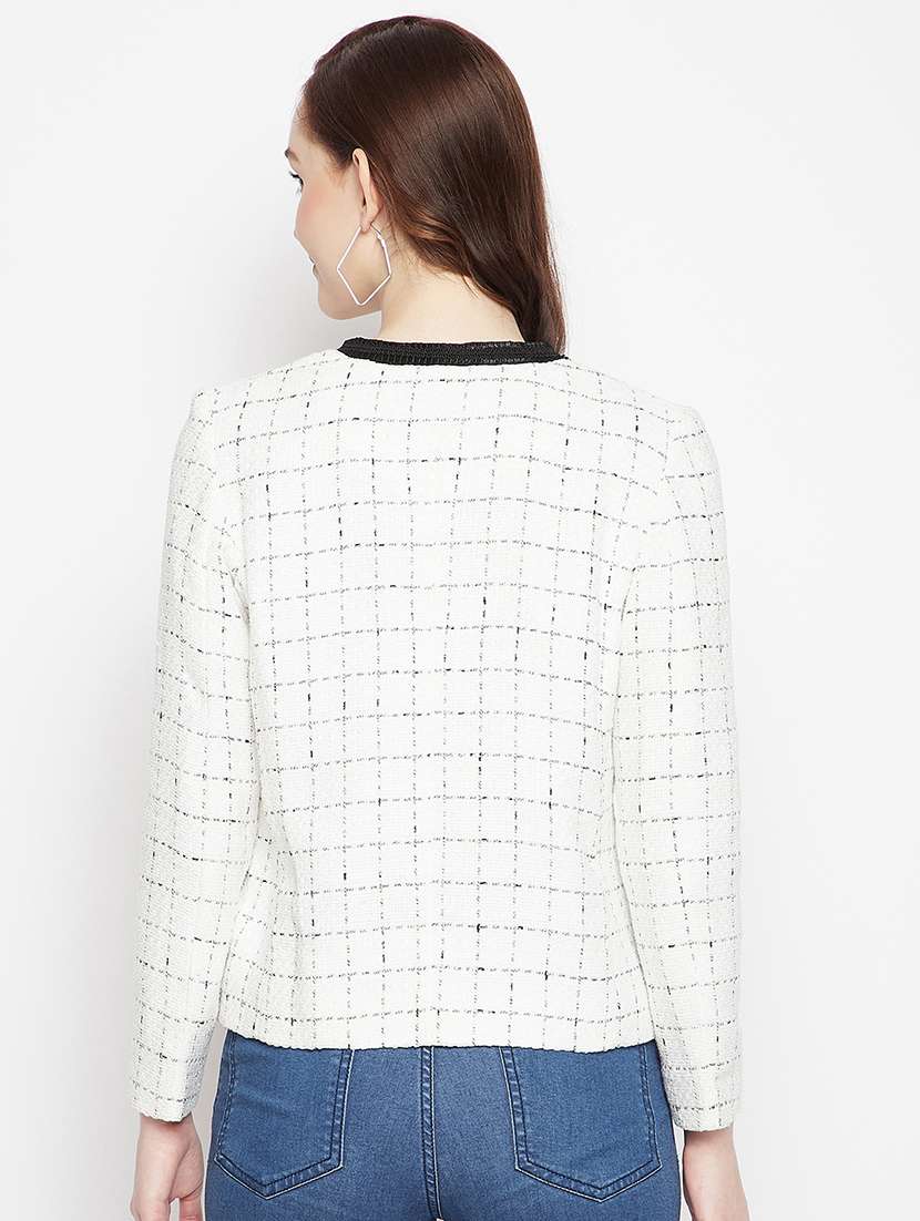 round neck checkered blazer - 18025000 - Standard Image - 3