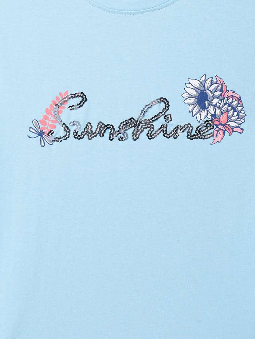 Blue Cotton Blend Tee