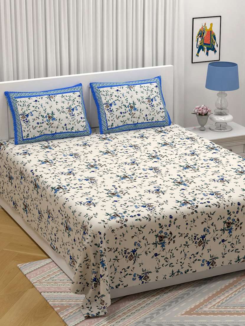 jyana's king size 100% pure cotton double bedsheet with 2 pillow covers (100" x 108")
