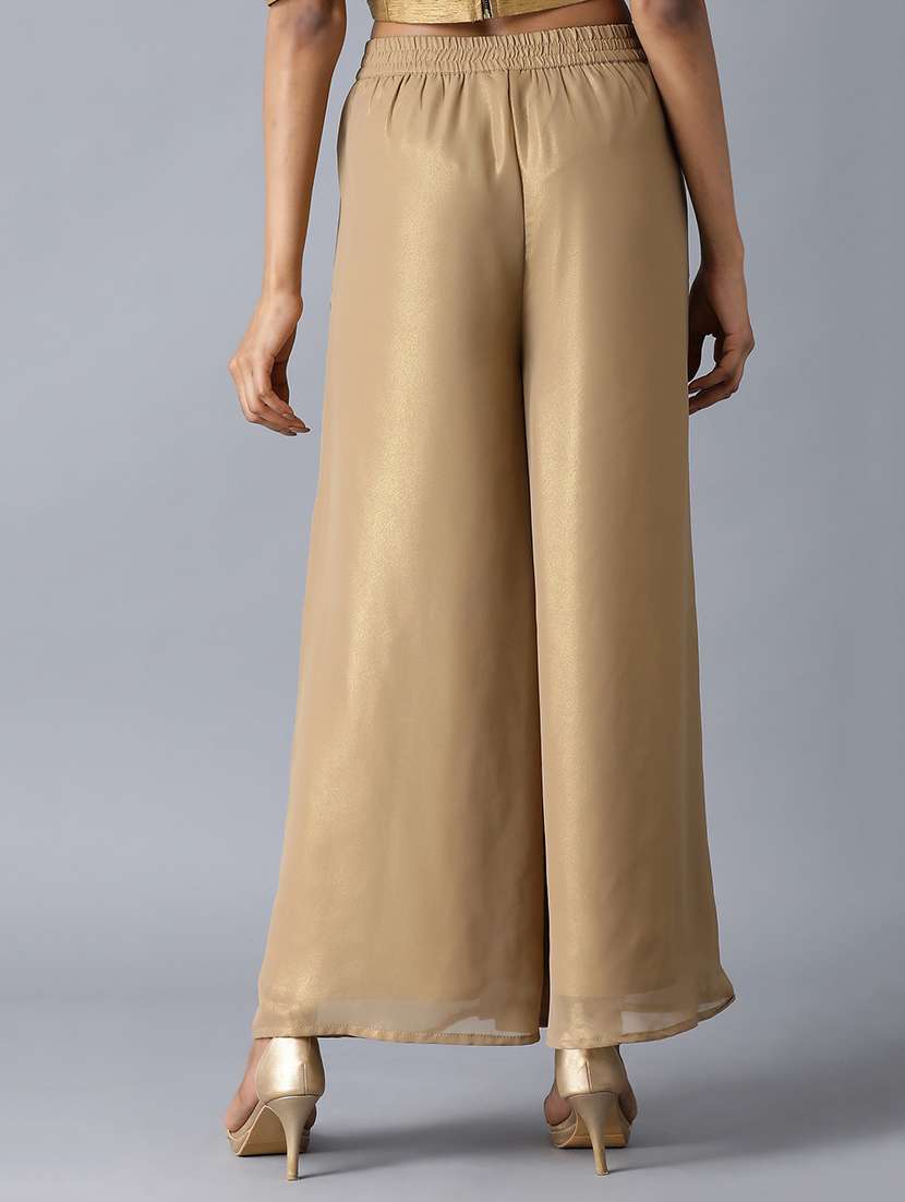 Buy online Gold Flared Palazzo from 