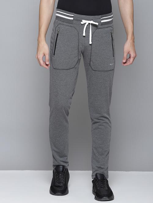 grey solid full length track pant - 18025720 -  Standard Image - 0