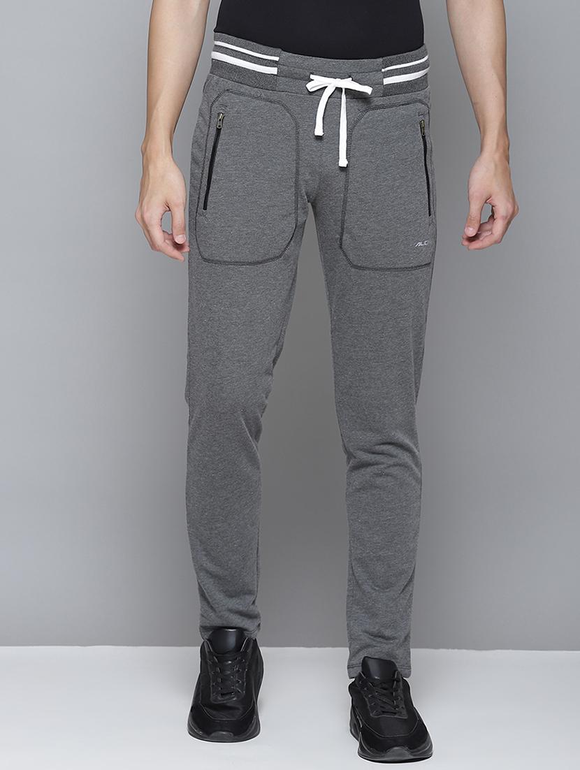 grey solid full length track pant - 18025720 -  Zoom Image - 0