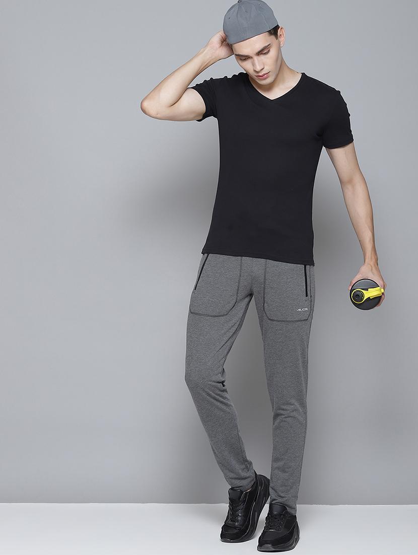 grey solid full length track pant - 18025720 - Standard Image - 3