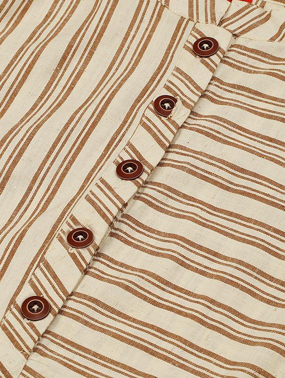mandarin neck striped top - 18025962 - Standard Image - 3