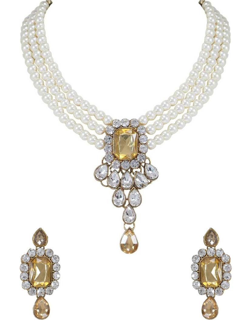 gold black traditional pearl neckless set - 18025971 - Zoom Image - 0