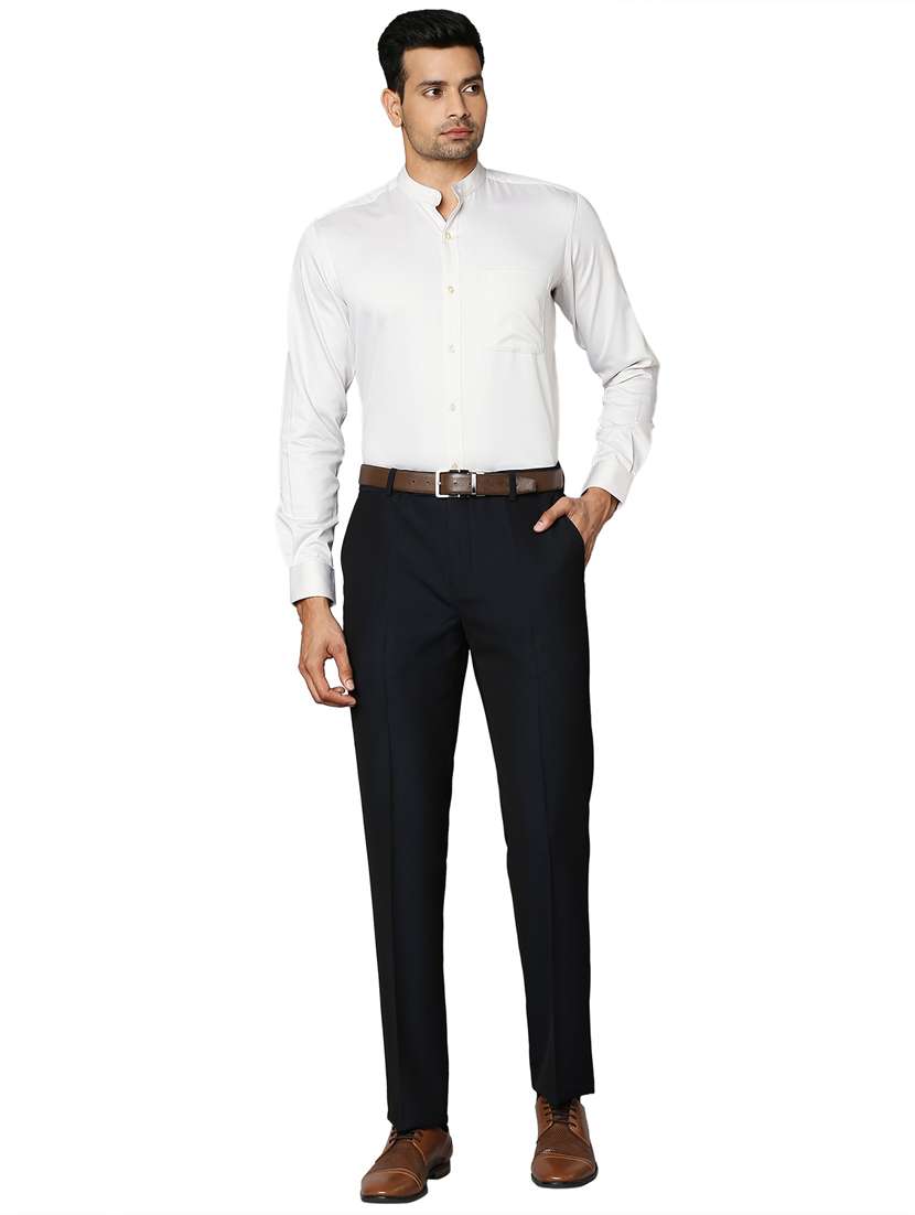 off white solid formal shirt - 18026537 - Standard Image - 3