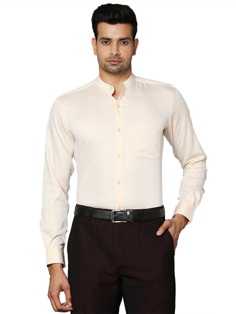 beige solid formal shirt - 18026538 -  Zoom Image - 0